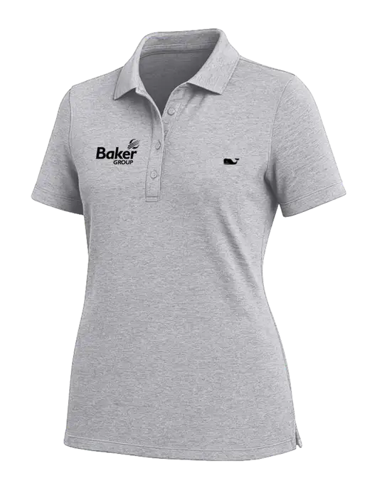Vineyard Vines Womens Light Grey Edgartown Pique Polo w/Baker Group Logo
