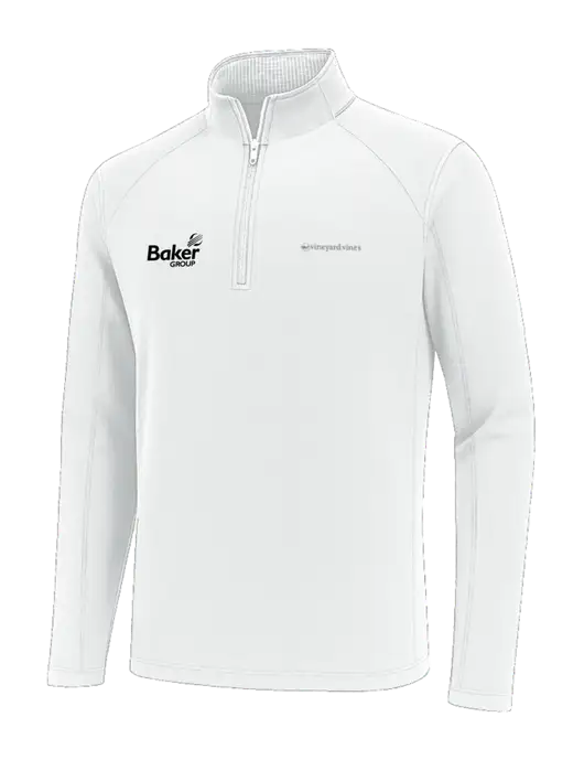 Vineyard Vines White Sankaty Quarter-Zip Pullover
 w/Baker Group Logo