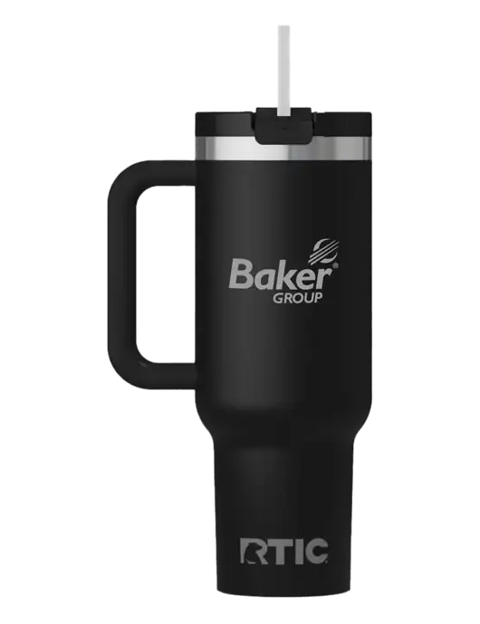 RTIC Road Trip 40 oz Black Tumbler  w/Baker Group Logo