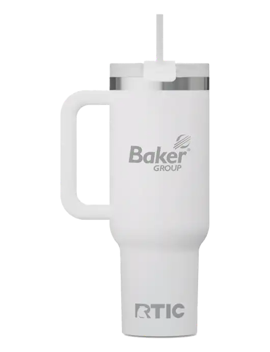 RTIC Road Trip 40 oz White Tumbler  w/Baker Group Logo