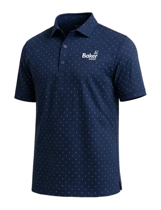 Callaway Micro Chev Dark Navy Print Polo w/Baker Group Logo