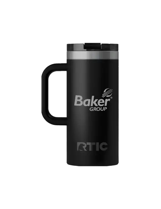 RTIC Road Trip 16 oz Black Travel Mug w/Baker Group Logo