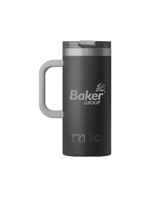 RTIC Road Trip 16 oz Charcoal Travel Mug w/Baker Group Logo