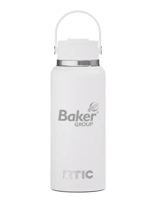RTIC Outback 32 oz White Bottle w/Baker Group Logo