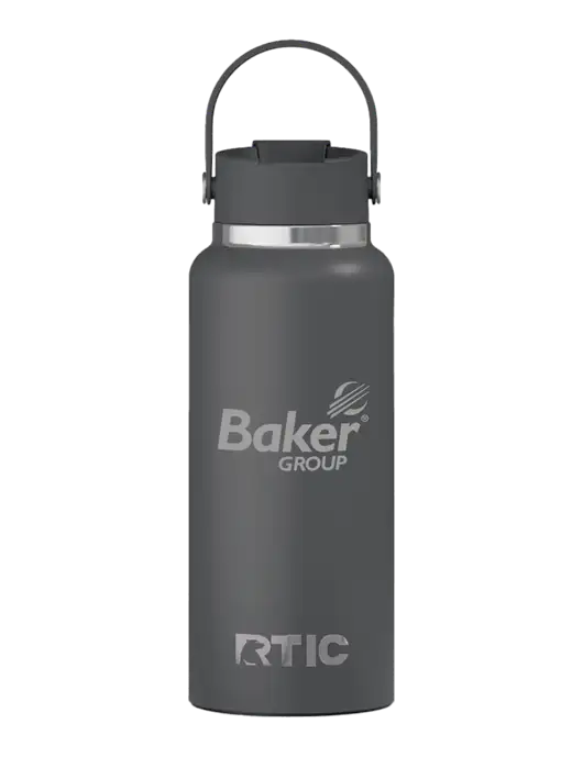 RTIC Outback 32 oz Charcoal Bottle w/Baker Group Logo