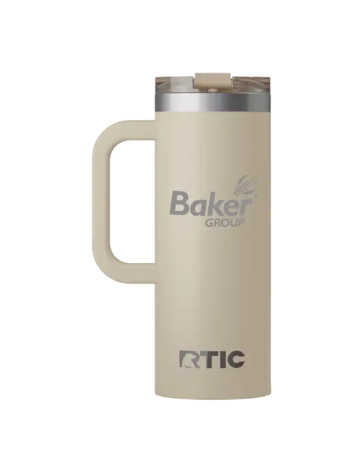 RTIC Road Trip 20 oz Tan Travel Mug w/Baker Group Logo