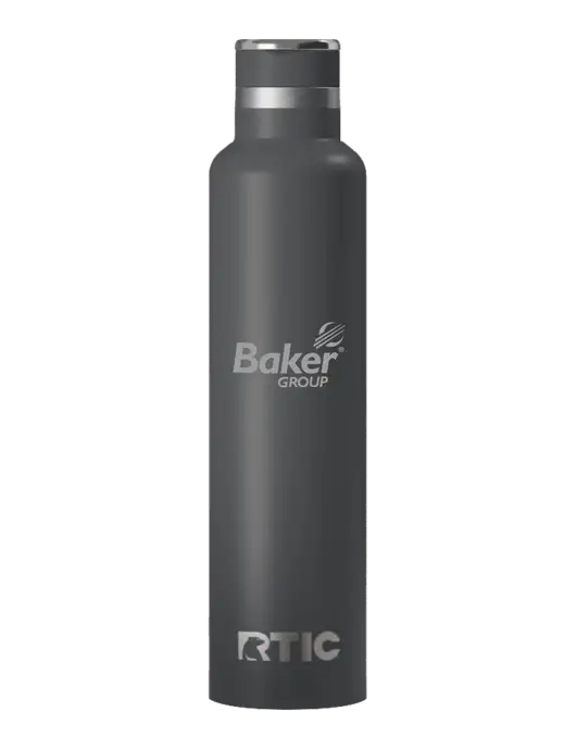 RTIC Journey 26 oz Charcoal Bottle w/Baker Group Logo
