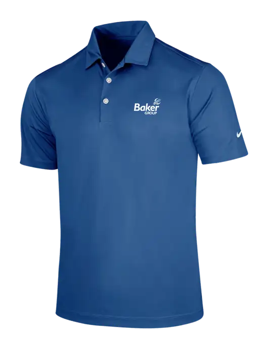 NIKE Dark Royal Dri-Fit Vertical Mesh Polo w/Baker Group Logo