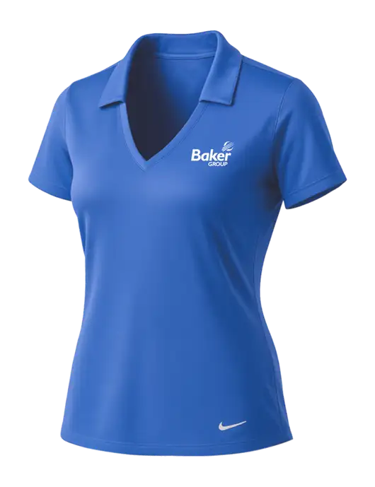 NIKE Light Royal Womens Dri-Fit Vertical Mesh Polo w/Baker Group Logo