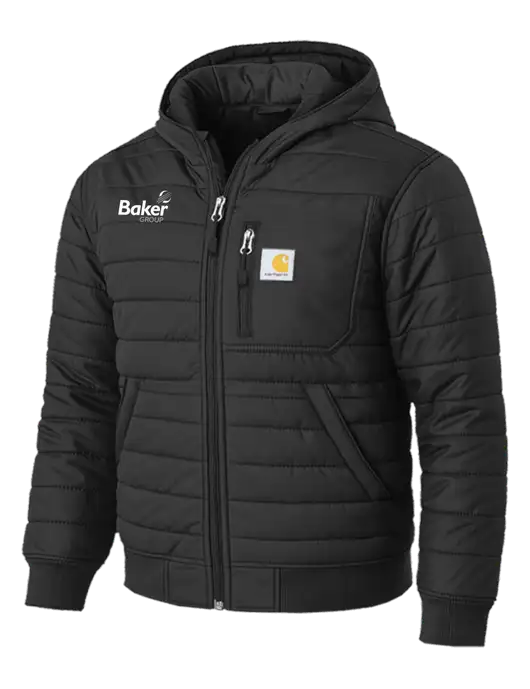 Carhartt Gilliam Insulated Black Hooded Jacket w/Baker Group Logo