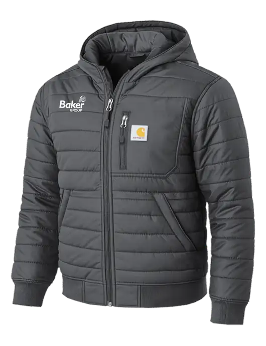 Carhartt Gilliam Insulated Dark Grey Hooded Jacket w/Baker Group Logo