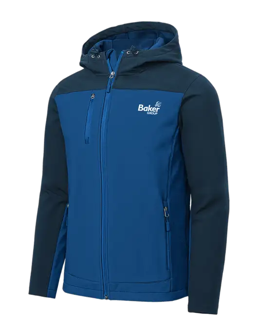 Hooded Core Royal/Navy Soft Shell Jacket w/Baker Group Logo
