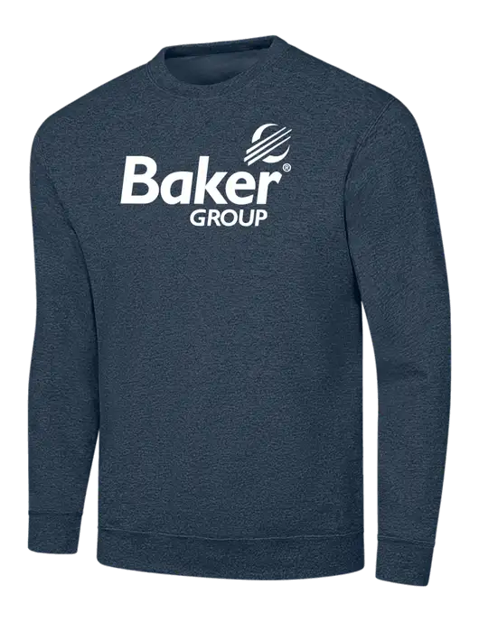 Heather Navy 7.8 oz Ring Spun Crew Sweatshirt w/Baker Group Logo