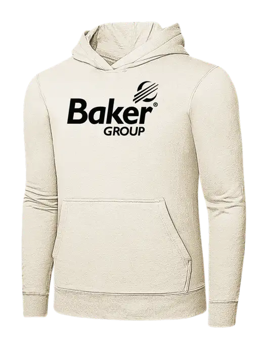Very Light Tan 7.8 oz Ring Spun Hooded Sweatshirt w/Baker Group Logo