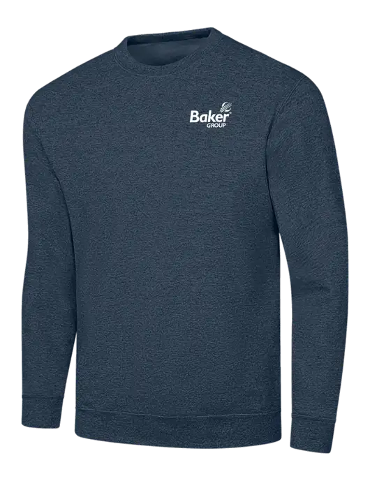 Heather Navy 7.8 oz Ring Spun Crew Sweatshirt w/Baker Group Logo