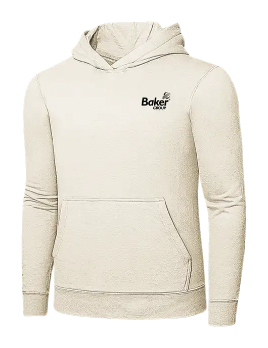 Very Light Tan 7.8 oz Ring Spun Hooded Sweatshirt w/Baker Group Logo