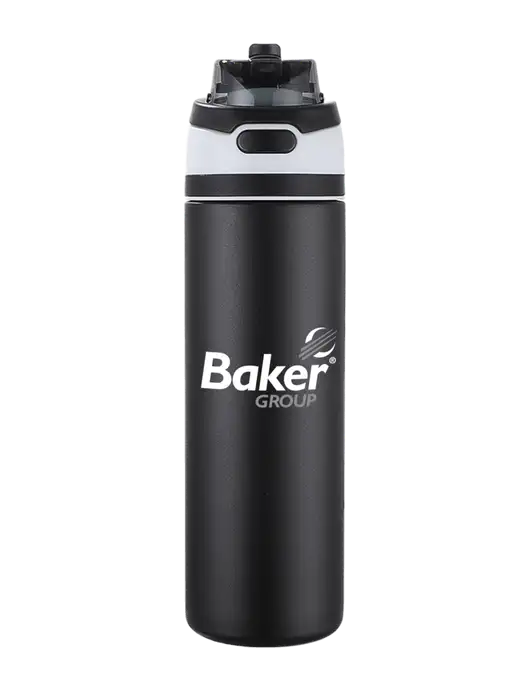 Black Sip or Flip Lid Tumbler w/Baker Group Logo