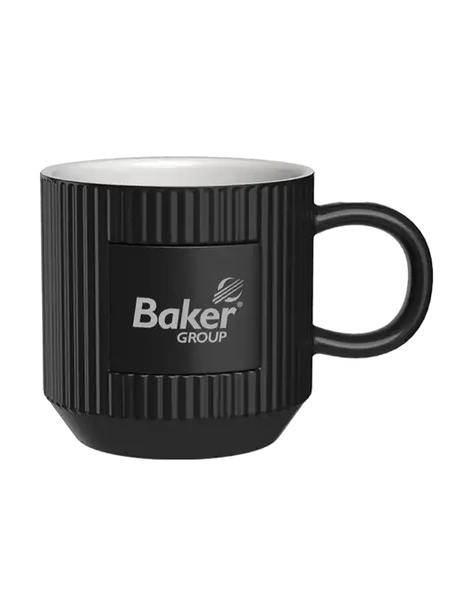 Daystarter 10 oz Black Mug w/Baker Group Logo