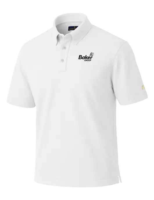 Brooks Brothers Pinpoint Pique White Dress Polo w/Baker Group Logo