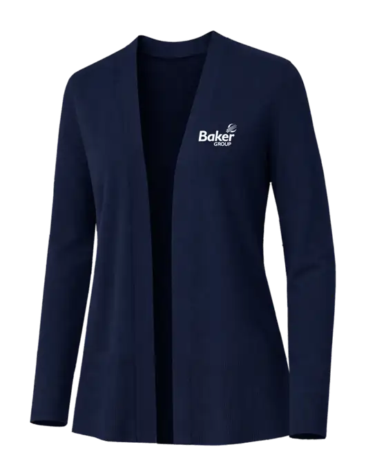 Brooks Brothers Womens Cotton Stretch Long Navy Cardigan Sweater w/Baker Group Logo