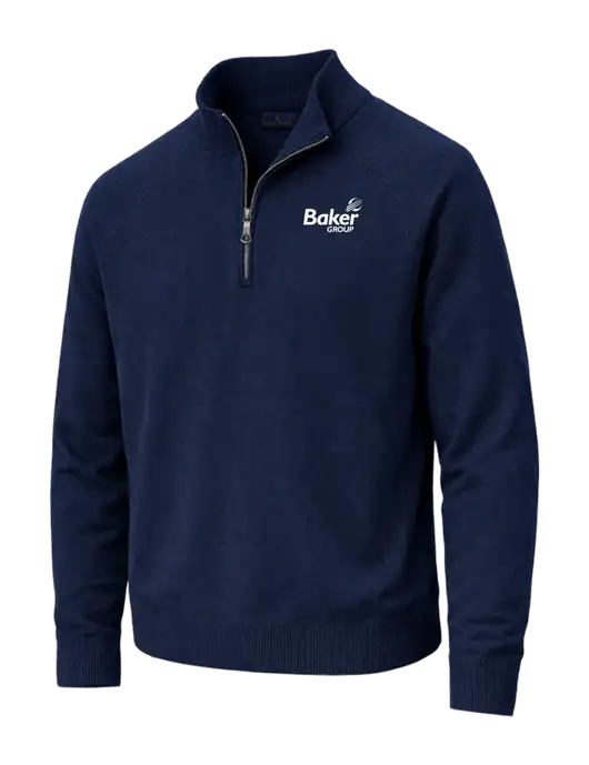 Brooks Brothers Cotton Stretch 1/4-Zip Navy Sweater w/Baker Group Logo
