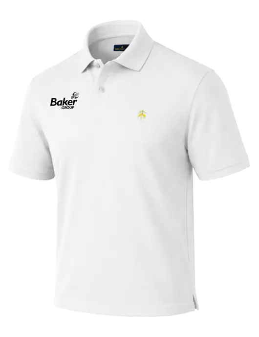 Brooks Brothers Pima Cotton White Pique Polo w/Baker Group Logo