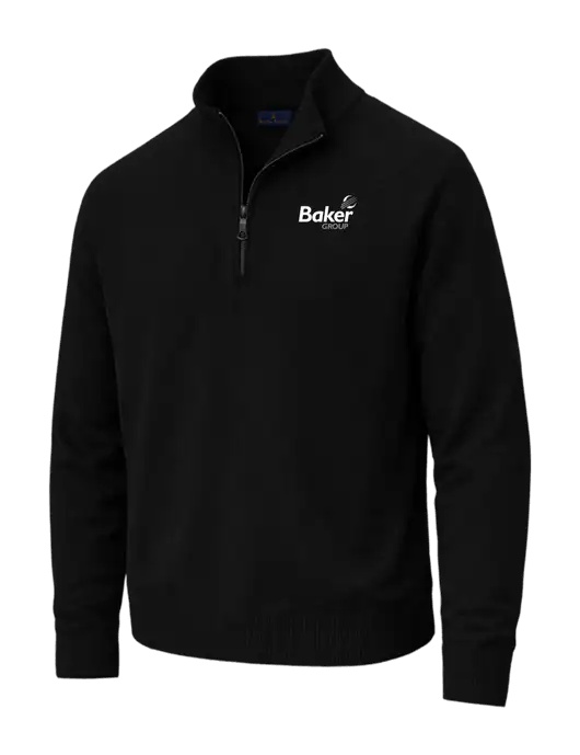 Brooks Brothers Cotton Stretch 1/4-Zip Black Sweater w/Baker Group Logo