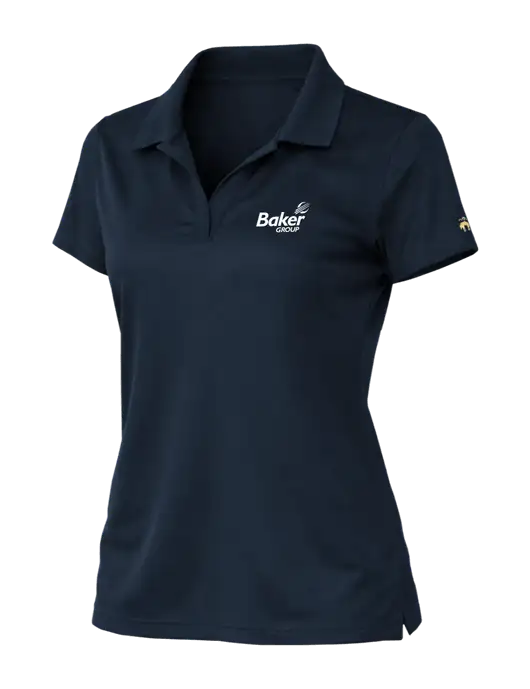 Brooks Brothers Womens Mesh Pique Performance Dark Navy Polo w/Baker Group Logo