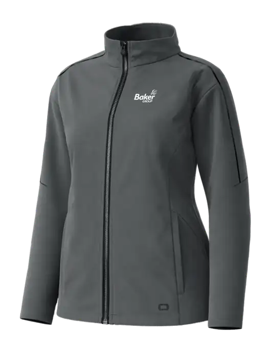 OGIO Womens Commuter Full-Zip Soft Shell Dark Grey Jacket w/Baker Group Logo