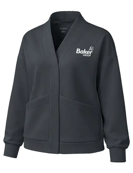 OGIO Womens Transcend Dark Grey Cardigan w/Baker Group Logo