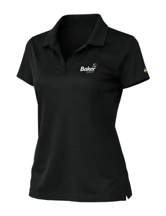 Brooks Brothers Womens Mesh Pique Performance Black Polo w/Baker Group Logo