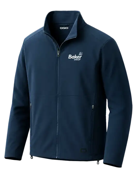 OGIO Kinetic Soft Shell Dark Navy Jacket w/Baker Group Logo