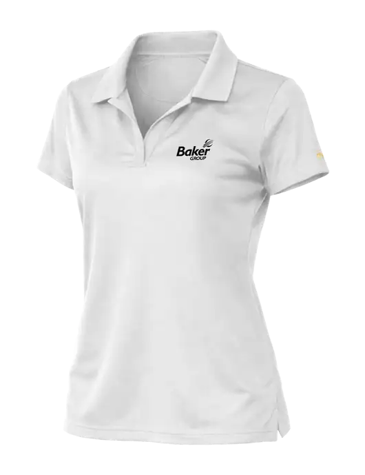 Brooks Brothers Womens Mesh Pique Performance White Polo w/Baker Group Logo