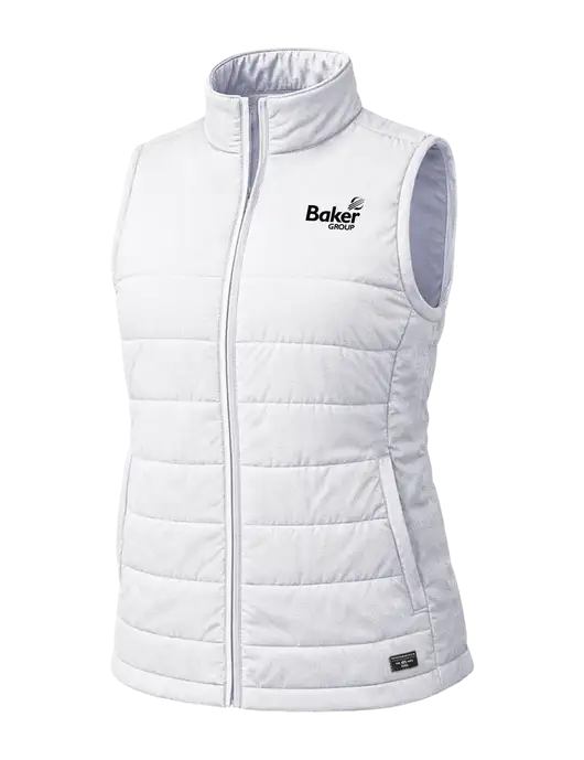 TravisMathew Womens Cold Bay Very Light Gray Vest w/Baker Group Logo