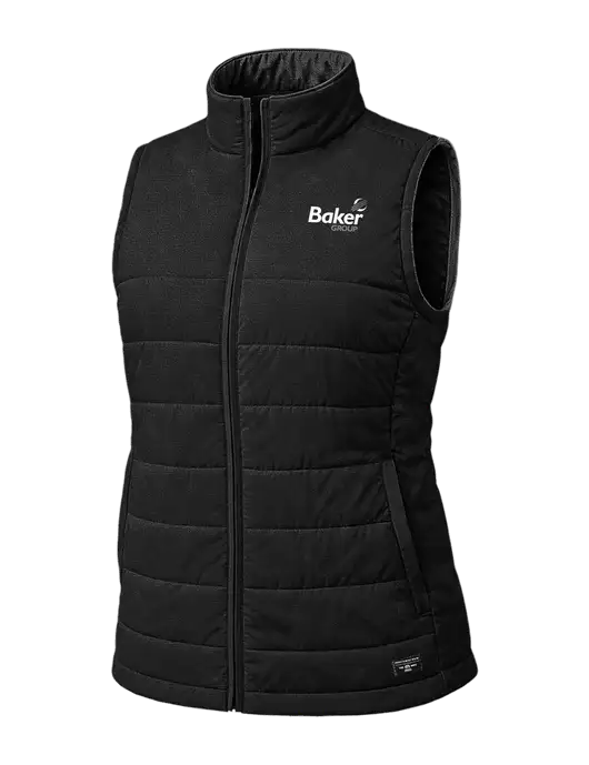 TravisMathew Womens Cold Bay Black Vest w/Baker Group Logo