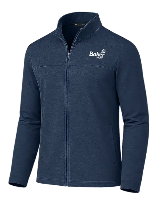 TravisMathew Light Navy Newport Full-Zip Fleece Jacket w/Baker Group Logo