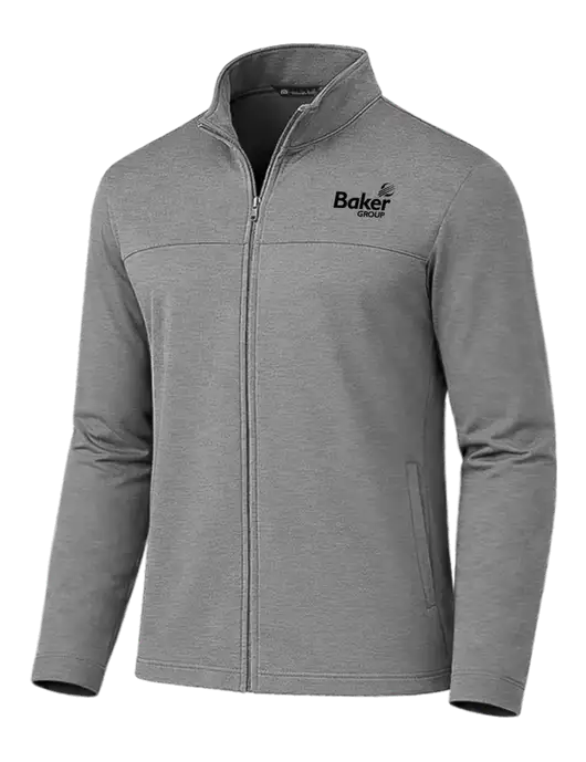 TravisMathew Dark Medium Grey Newport Full-Zip Fleece Jacket w/Baker Group Logo