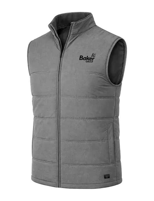 TravisMathew Cold Bay Dark Medium Grey Vest w/Baker Group Logo