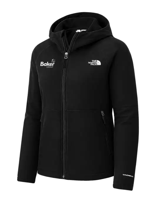 The North Face Womens Black Barr Lake Hooded Soft Shell Jacket w/Baker Group Logo