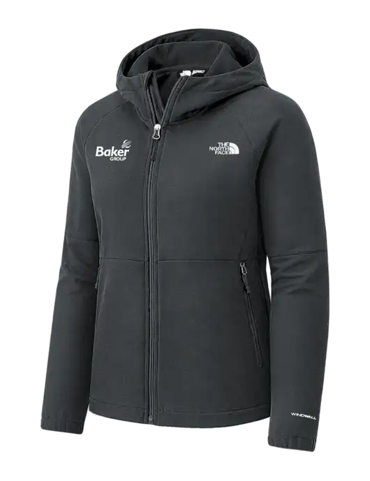 The North Face Womens Very Dark Grey Barr Lake Hooded Soft Shell Jacket w/Baker Group Logo