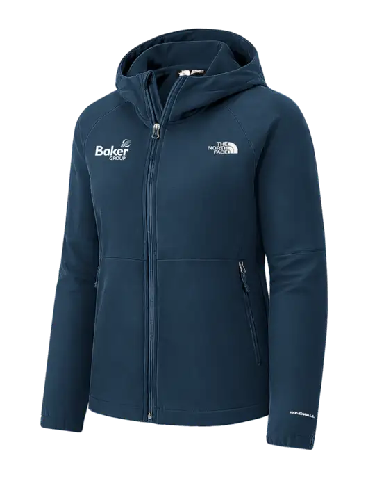 The North Face Womens Dark Navy Barr Lake Hooded Soft Shell Jacket w/Baker Group Logo