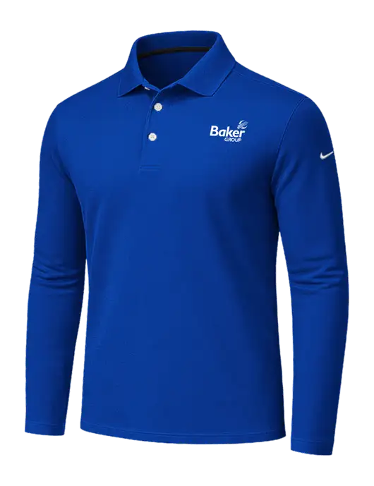 Nike Dark Royal Dri-FIT Micro Pique 2.0 Long Sleeve Polo w/Baker Group Logo