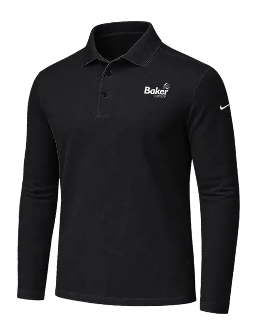 Nike Black Dri-FIT Micro Pique 2.0 Long Sleeve Polo w/Baker Group Logo