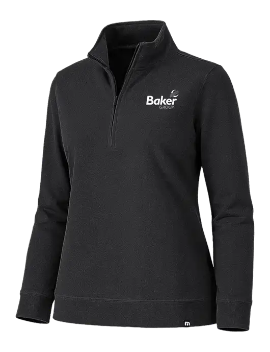 TravisMathew Womens Coveside Black 1/2 Zip w/Baker Group Logo