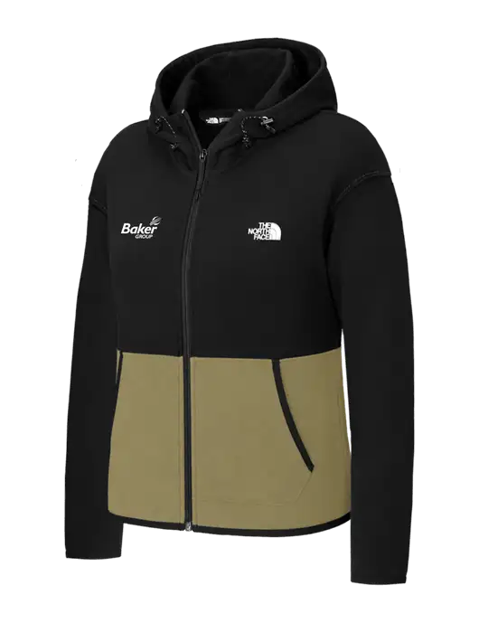 The North Face Womens Black/Dark Tan Double-Knit Full-Zip Hoodie w/Baker Group Logo