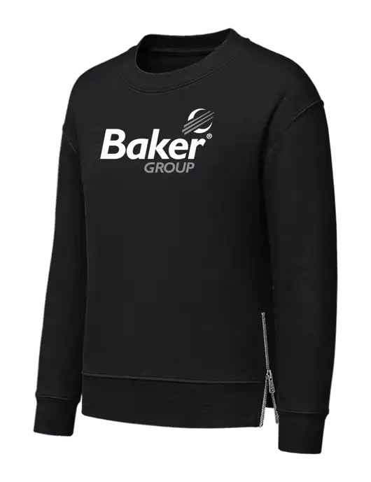 Womens Black Dual Side Zippers Crewneck w/Baker Group Logo