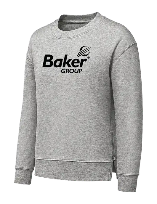 Womens Medium Grey Heather Dual Side Zippers Crewneck w/Baker Group Logo