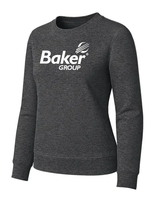 Womens Charcoal Heather Loft Crewneck Sweatshirt w/Baker Group Logo