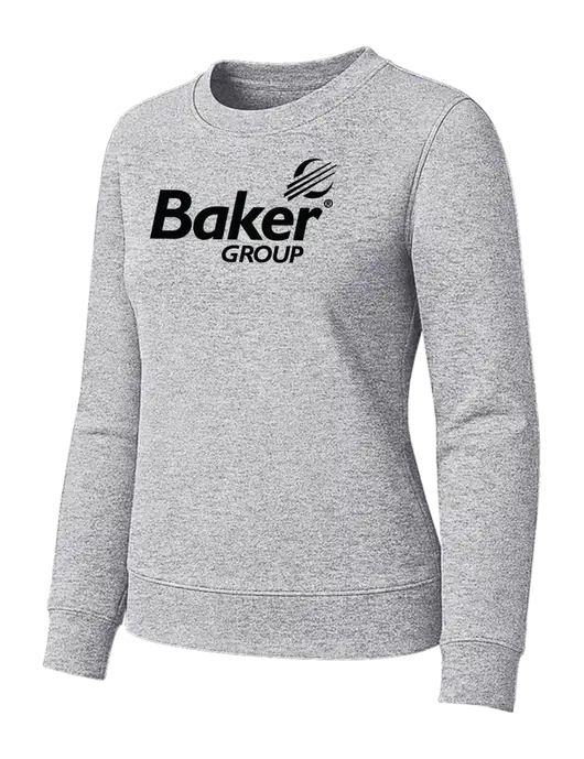 Womens Light Grey Heather Loft Crewneck Sweatshirt w/Baker Group Logo