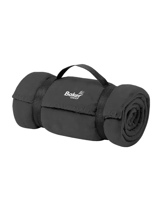 Casual Midnight Heather Fleece Blanket With Strap w/Baker Group Logo
